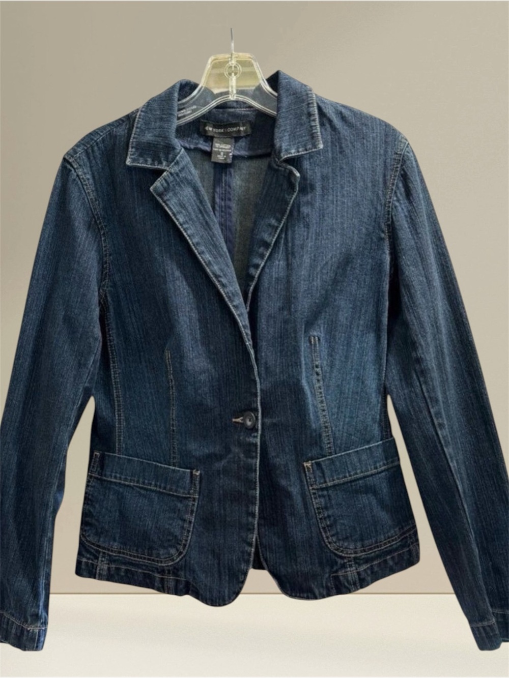 New York & Company Denim Women’s Blazer Dark Wash Size 8